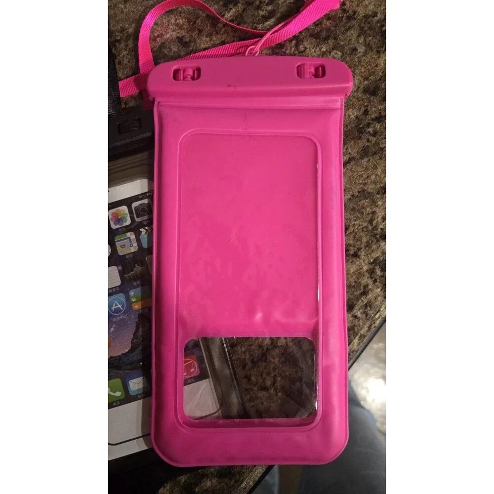 (3) Waterproof phone & Cam large Watersports Cell Protector NWOT 1 pink/2 black